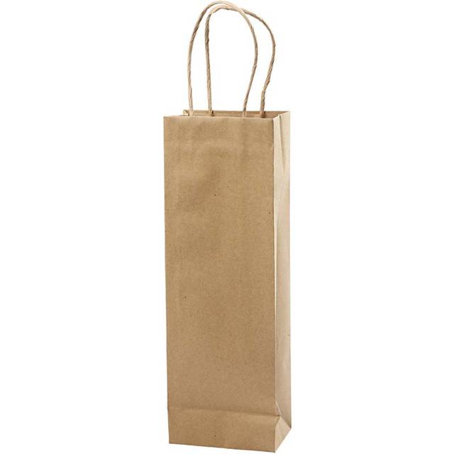 Papperspåsar naturfärgade med handtag höjd 36 cm 13x8 cm 10-pack