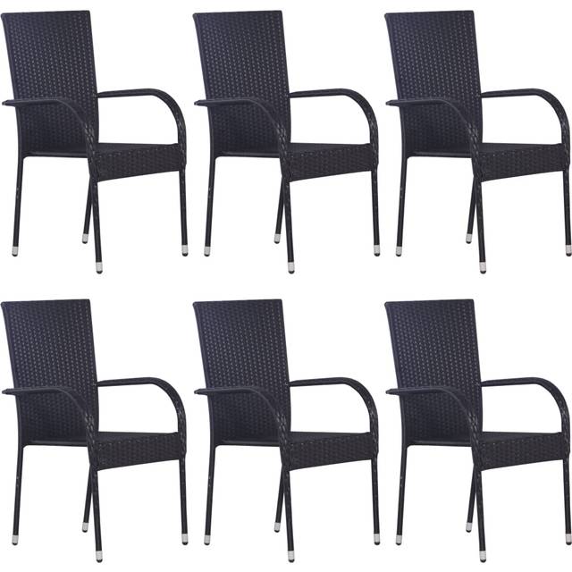 Vidaxl - Stackable Outdoor Chairs 6 pcs Poly Rattan Brown