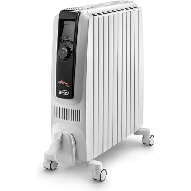 De’Longhi Dragon 4 Pro 2.5kW Oil Radiator with Digital Timer - White