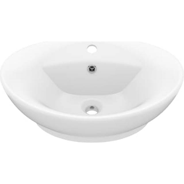 Vidaxl Luxury Basin Overflow Oval Matt White 58.5X39 Cm Ceramic Luxury Basins - One Size