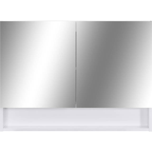 LED-Spegelskåp för badrum vit 80x15x60 cm MDF