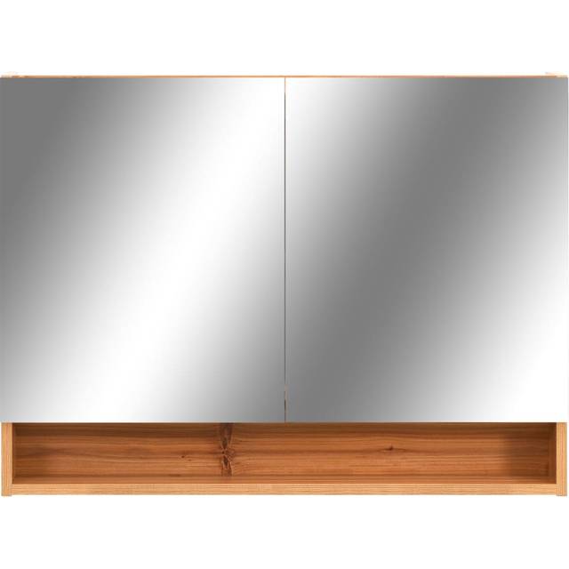 vidaXL LED Bathroom Mirror Cabinet Oak 80x15x60 cm MDF, Brown