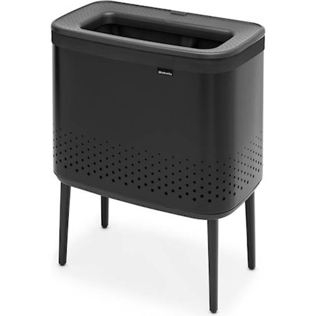 Bo Metal Laundry Hamper - Matt Black (67cm H X 54cm W X 32cm D)