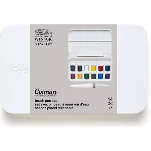 Winsor & Newton Cotman Brush Pen Set - 12 Colours + Refillable Waterbrush Pen