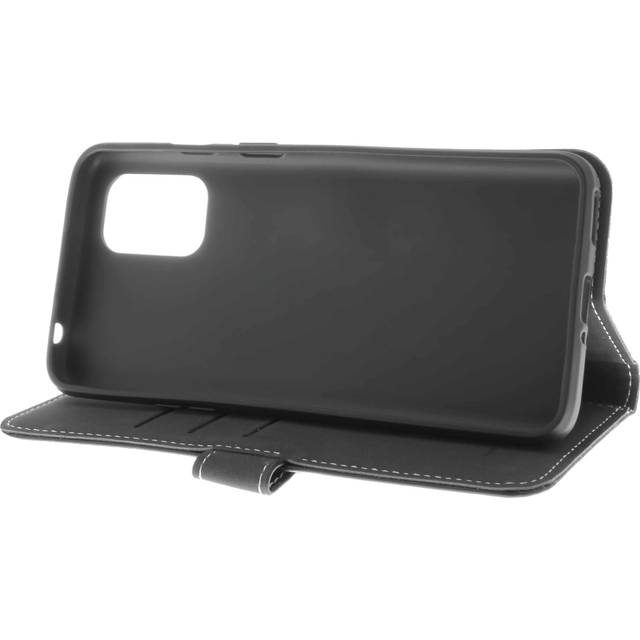 Insmat Exclusive - Vikbart fodral för mobiltelefon - genuint läder, polykarbonat - svart - för OnePlus 8T