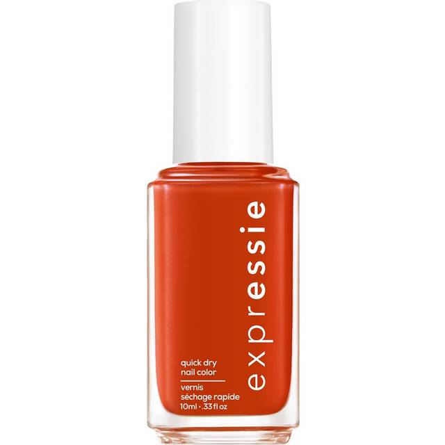 essie Expressie Nail Polish Quick Dry Formula, No Base Coat and Top Coat Needed, Vegan, Angled Brush, Red Coral Nail Varnish 180 Bolt and Be Bold