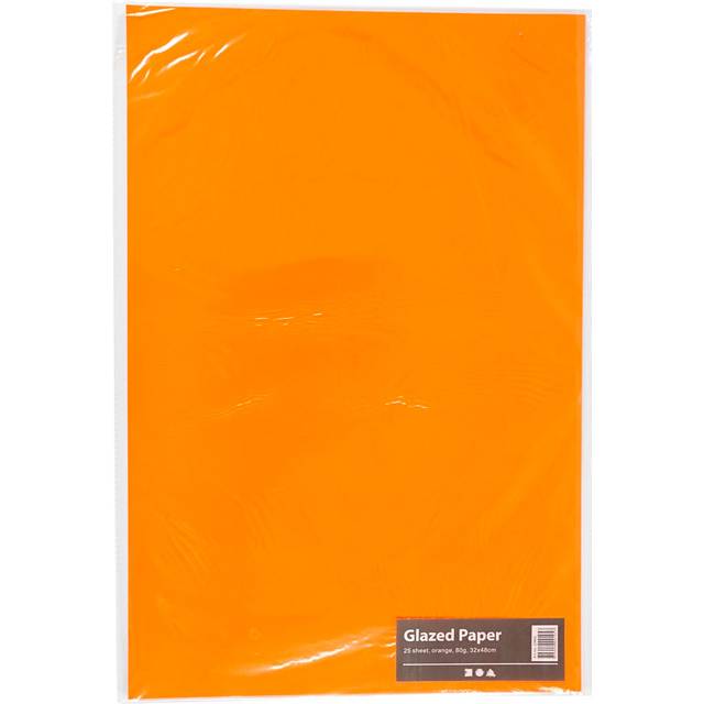 Glaserat papper, ark 32 x 48 cm, 80 cm, gul, 25 ark