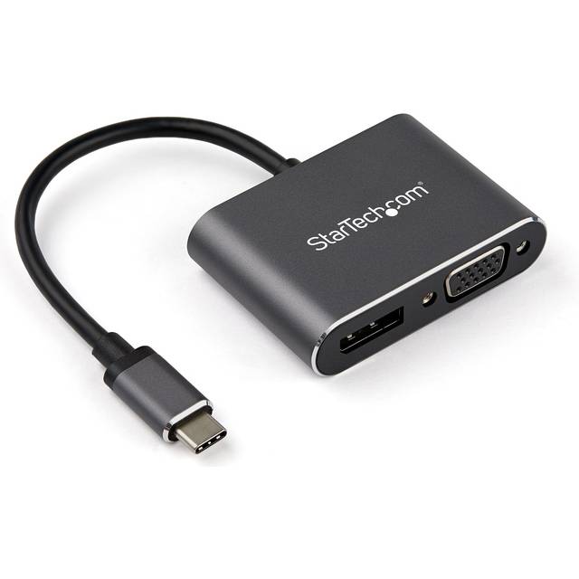 StarTech.com USB C Multiport Video Adapter - USB-C to 4K 60Hz DisplayPort 1.2 or 1080p VGA Monitor Adapter - USB Type-C 2-in-1 DP (HBR2 HDR)/VGA Display Converter- Thunderbolt 3 Compatible
