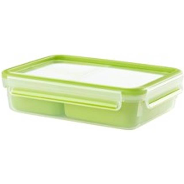 Tefal Master Seal to Go Snack Box with Inserts Food Storage, Clear-Green, 1.2L
