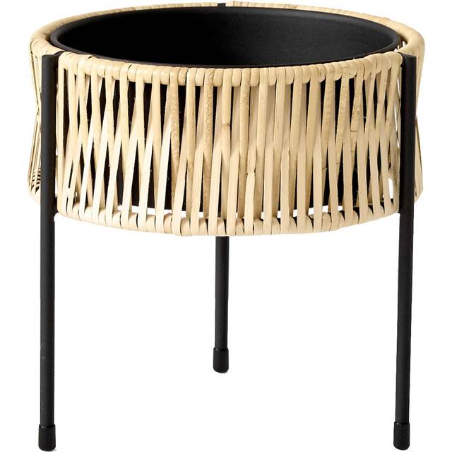 Audo Copenhagen - Umanoff Planter - Växtlåda - Black Rattan - small - H27 x Ø27 cm