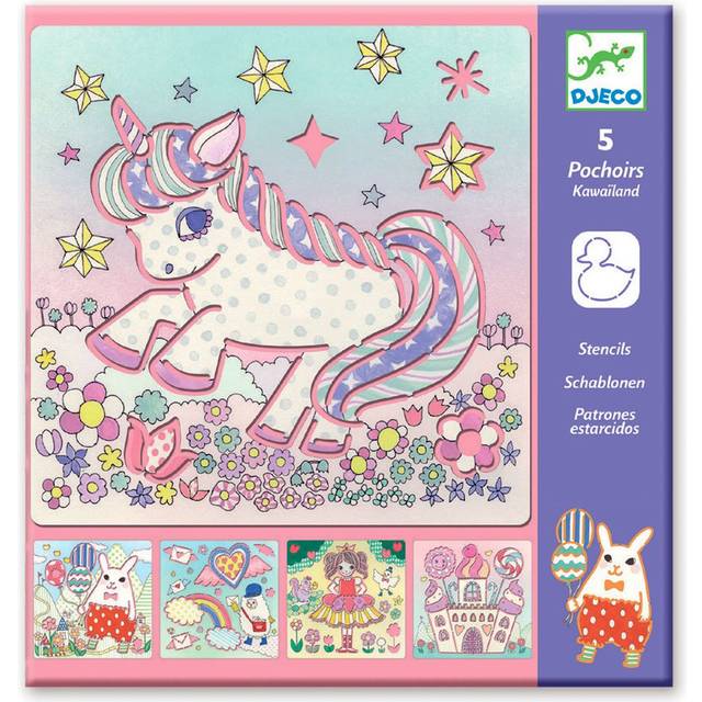 Djeco Stencils - Kawailand - Unicorns and Bunnies