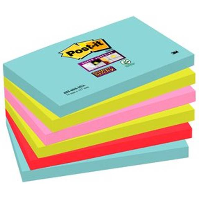 Post-it Miami Super Sticky Notes 127 x 76 mm Assorted Colours Rectangular 6 Pads of 90 Sheets