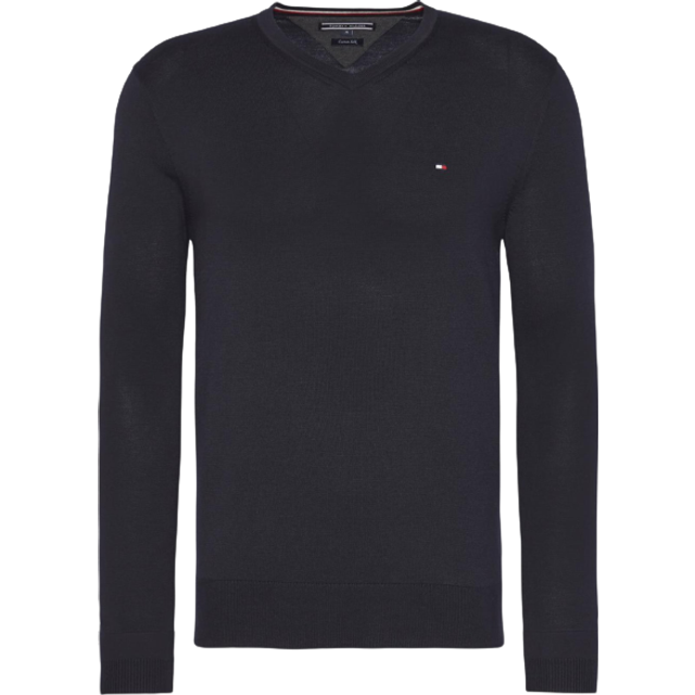 Pull col V en coton - Bleu - XL