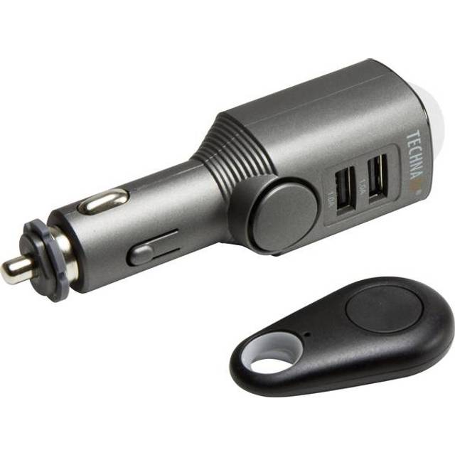 Technaxx Germany PIR Rörelsedetektor Billarm Interiörövervakning för fordon 110dB Siren Laddningsfunktion 2st USB-Portar Portabelt larm med fjärrkontroll för hemmabruk och camping TX-100