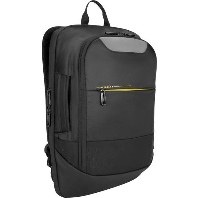 Targus CityGear hållbar ryggsäck designad för resor och pendling med kupolskydd passar upp till 14-15,6-tums bärbar dator, svart (TCG661GL)