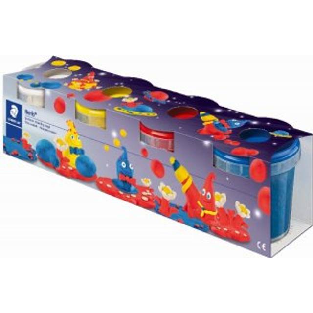 STAEDTLER Spielknete Noris, Basisfarben, besonders weich und einfach zu kneten, klebt nicht, Spielknete mit 4 Töpfchen, 8134 01