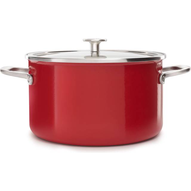 KitchenAid Steel Core Enamel Onyx Black 24 cm Casserole with Lid