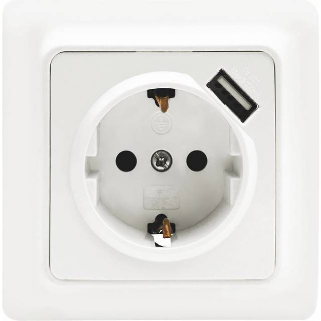Vägguttag Gamma 1 Vägs Med 1st USB Uttag, Malmbergs 18947378