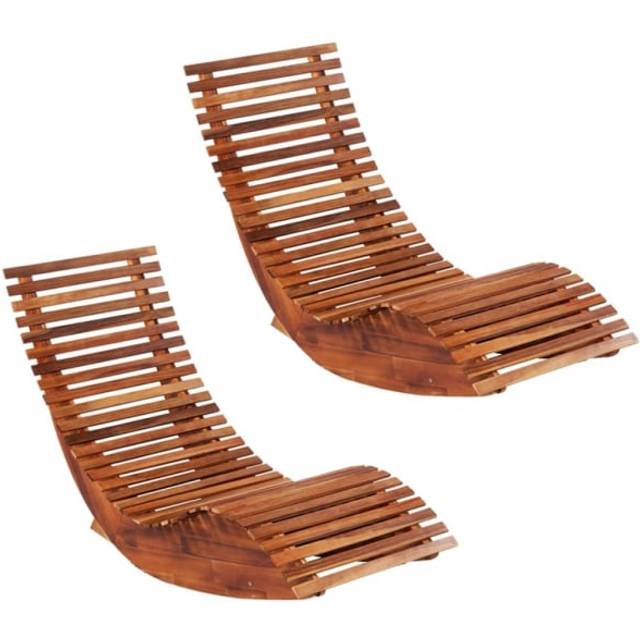 vidaXL Rocking Sun Loungers 2 pcs Acacia Wood, Brown