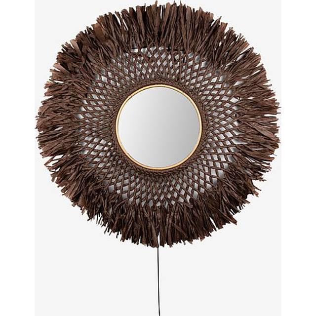 Globen Lighting Boho vägglampa med spegel Ø90 cm Brun