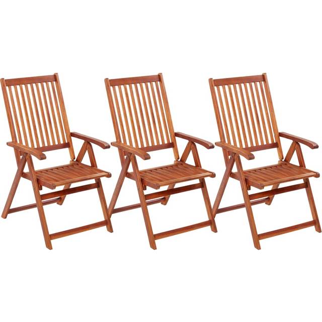 vidaXL Folding Garden Chairs 3 pcs Solid Acacia Wood - Brown