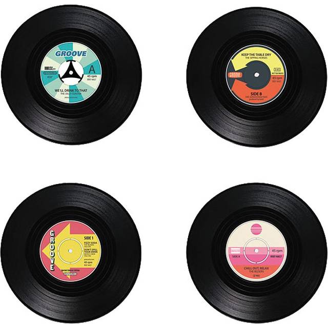 Glasunderlägg Vinylskivor - 4-pack