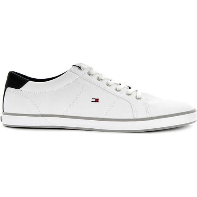 Tommy Hilfiger for man. FM0FM00596 White canvas lace-up trainers (40), Fabric, Flat, 1 to 3 cm, Laces, Casual