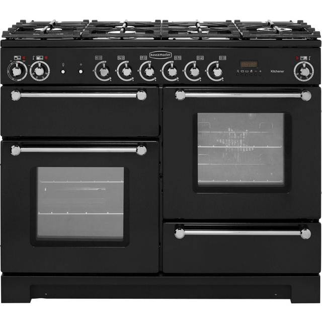 Rangemaster KCH110DFFBL Kitchener 110 Dual Fuel Range Cooker Gloss Black
