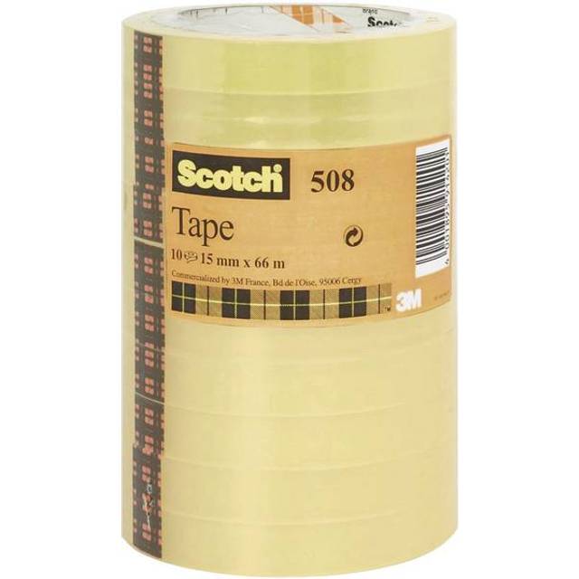 Scotch® Genomskinlig kontorstejp, 15 mm, 66m ljusgul