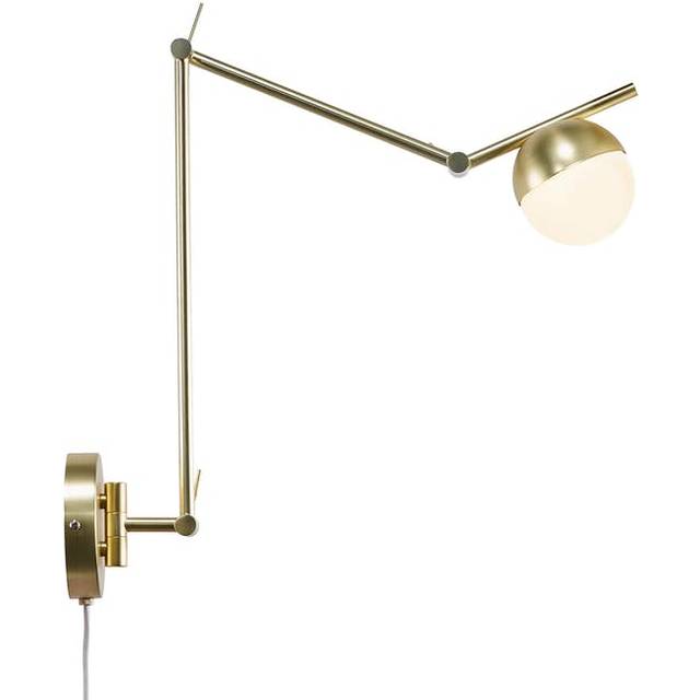 Nordlux Contina Adjustable Plugged Wall Light in Brass with Opal Glass