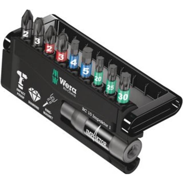 Wera Impaktor Diamond Hard Bit Set PZ/PH/TX/Hex 10pc