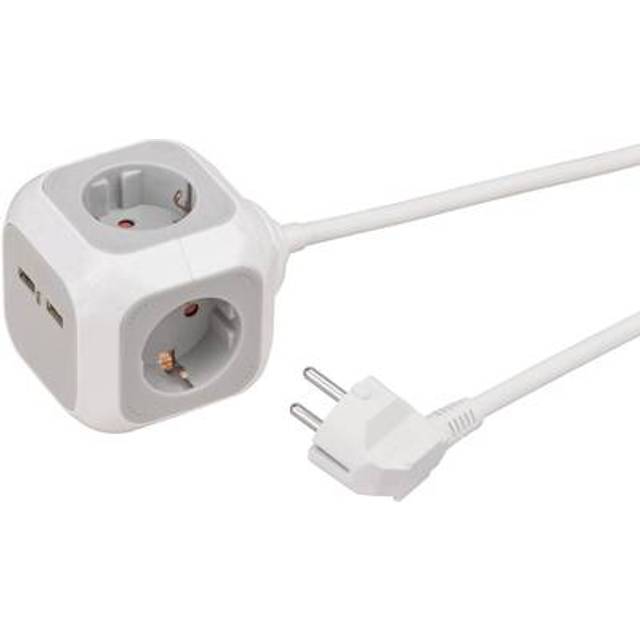 Brennenstuhl ALEA-Power USB-Charger uttagsblock/uttagskub 4-vägs (med 2x USB, 1,4 m kabel och ökat beröringsskydd)