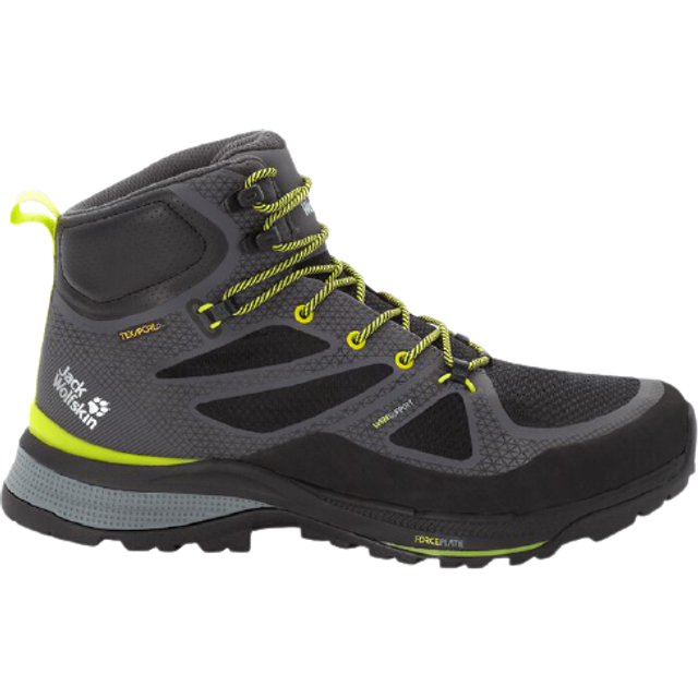 Jack Wolfskin Men's Force Striker Texapore Mid M High Rise Hiking Shoes, Grey (dark grey/lime 6322), 9