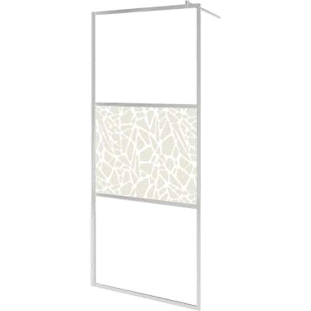 vidaXL Walk-in Shower Wall ESG Glass with Stone Design 80x195 cm - Silver