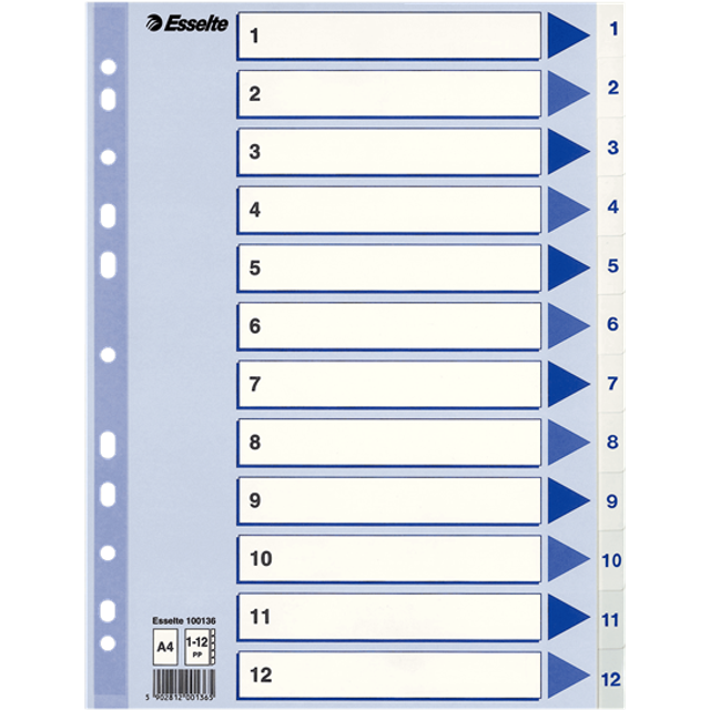 Pärmregister Esselte A4 1-12 Vit