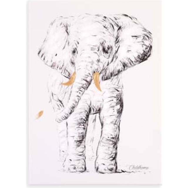 Childhome Elephant Head Oil Painting 30 x 40 cm-Gold