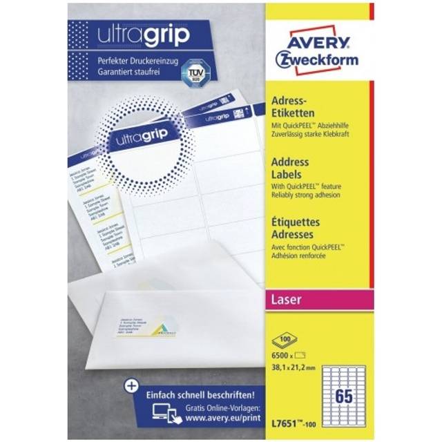 Avery Mini Lbls Wht 65L/Sh Lsr Bx25 - AVL7651