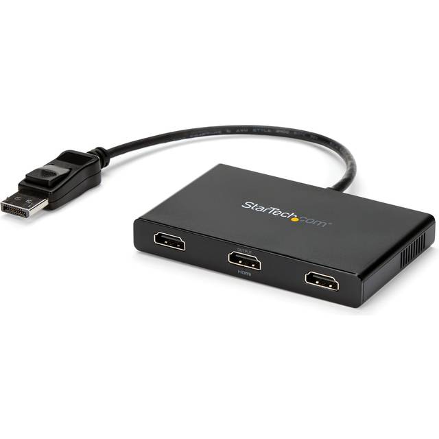 StarTech.com DisplayPort till HDMI multiskärmssplitter – MST-hubb med 3 portar – DP 1.2 till 3x HDMI MST-hubb (MSTDP123HD), svart