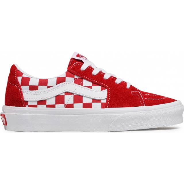 Low-top Racing Red Checkerboard Shoes
