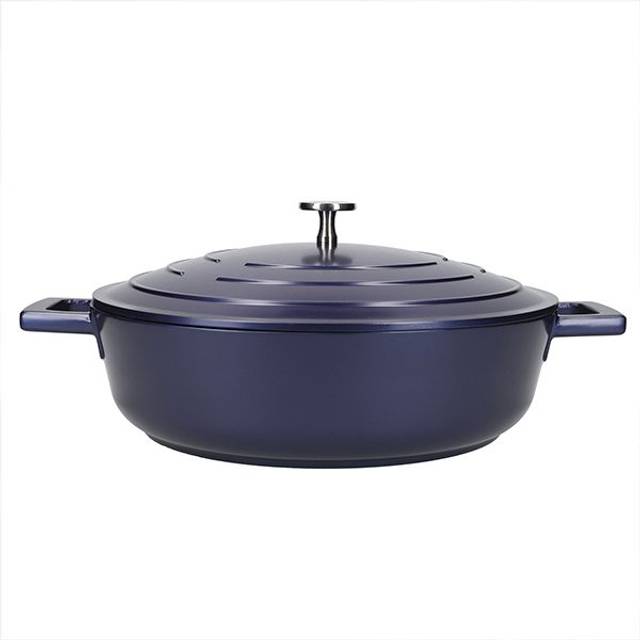 Masterclass Cast Aluminium 28 Cm Shallow Casserole Dish With Lid - Black