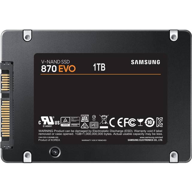 Samsung SSD 870 EVO, 1 TB, Form Factor 2.5”, Intelligent Turbo Write, Magician 6 Software, Black (Internal SSD)