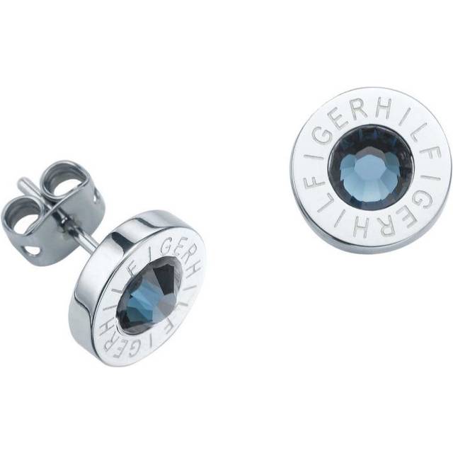 Tommy Hilfiger Clear Crystal Round Logo Stud Earrings 2700259 - White