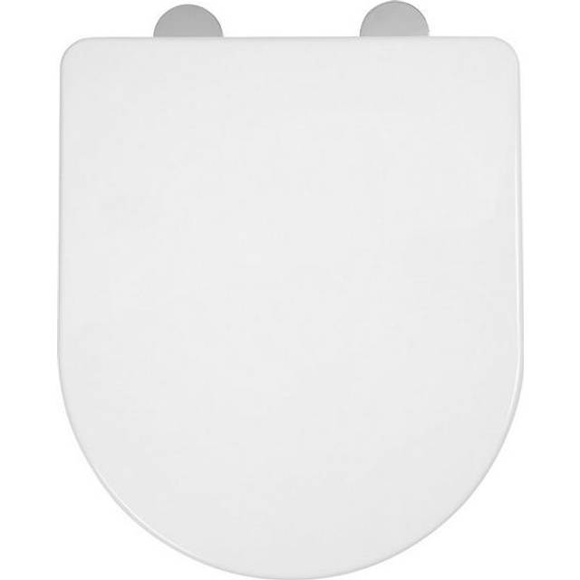 Eyre Soft Close Toilet Seat D Shape - Quick Release Button for Easy Cleaning and Adjustable Hinges with Top and Bottom Fixings Included, Antibacterial - White (5.4cm H X 36.5cm W X 43cm D)