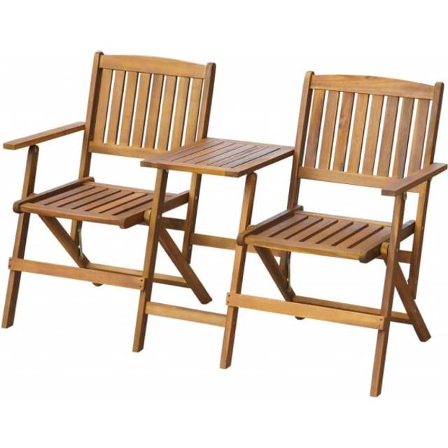 vidaXL Folding Garden Bench with Tea Table 140 cm Solid Acacia Wood - Brown