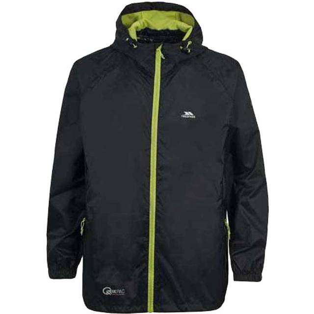 Trespass Qikpac jacka, svart, 3/4, kompakt packaway vattentät jacka barn unisex, ålder 3–4, svart