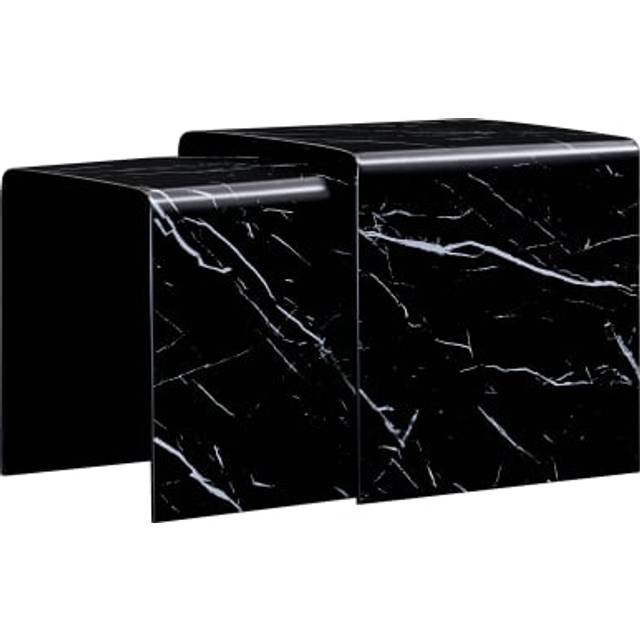vidaXL Two Piece Nesting Table Set Tempered Glass Clear - Transparent