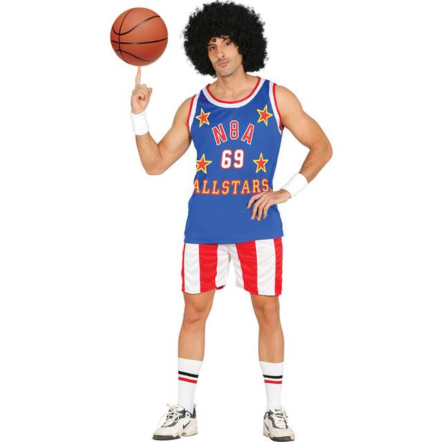 (multicoloured, M) Cool basketball player carnival costume party Men Blue Red Size
