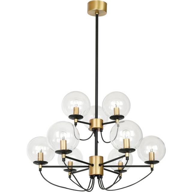 Hallbergs Belysning Perla 9 taklampa 95 cm Mässing-svart - Transparent