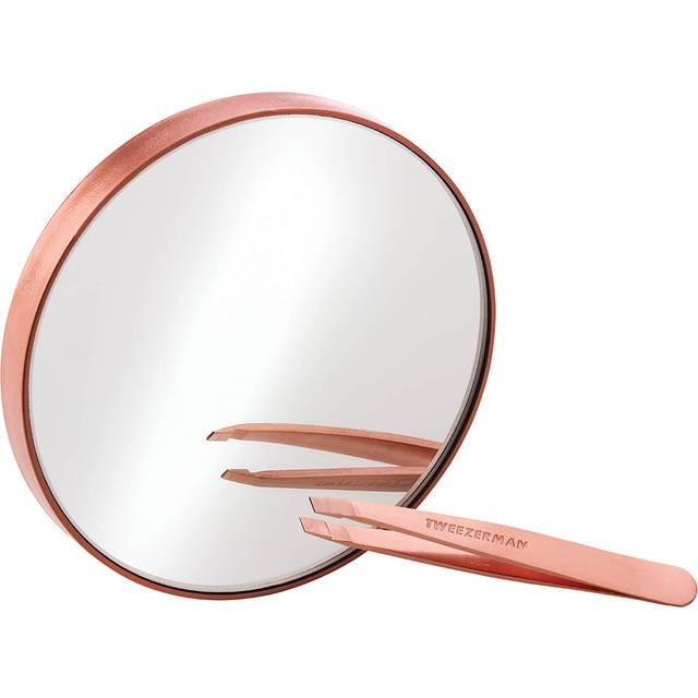Tweezerman Rose Gold Mini Slant & 10x Mirror Duo