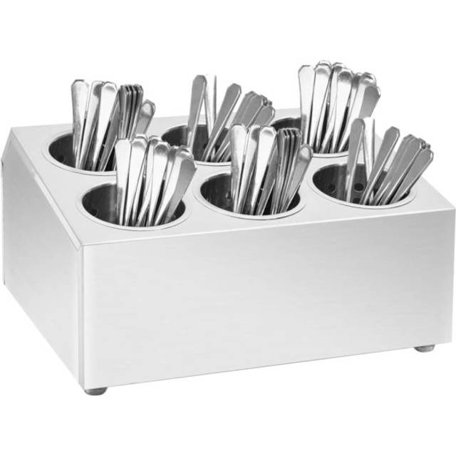 vidaXL Cutlery Holder 6 Grids Square Stainless Steel - Silver
